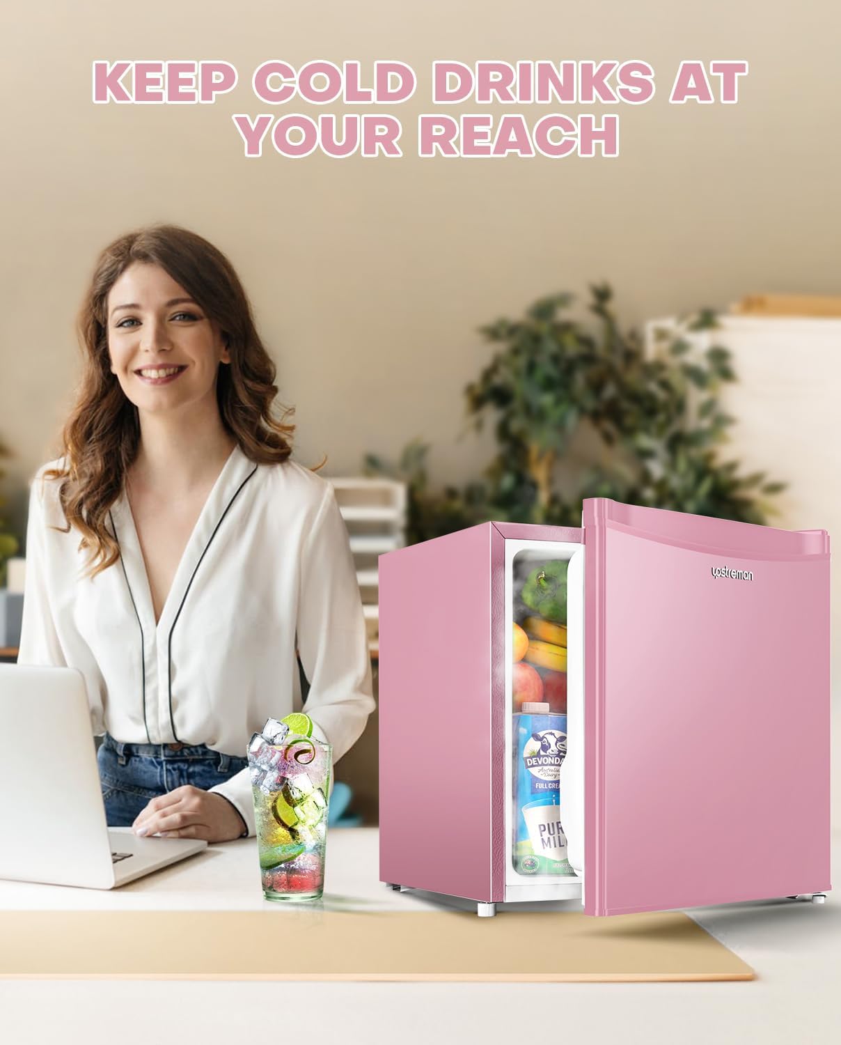 Upstreman 1.7 Cu.ft Mini Fridge with Freezer, Dorm Essentials, Adjustable Thermostat, Energy Saving, Low Noise, Single Door Compact Refrigerator for Dorm, Office, Bedroom, Black-FR17