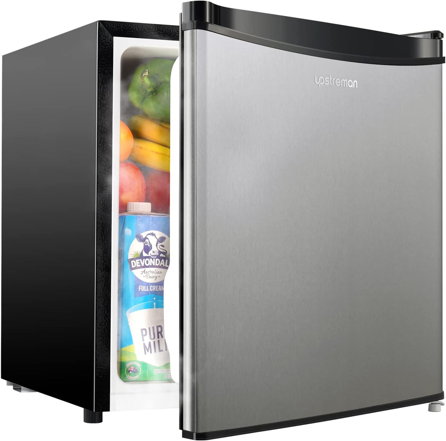Upstreman 1.7 Cu.ft Mini Fridge with Freezer, Dorm Essentials, Adjustable Thermostat, Energy Saving, Low Noise, Single Door Compact Refrigerator for Dorm, Office, Bedroom, Black-FR17