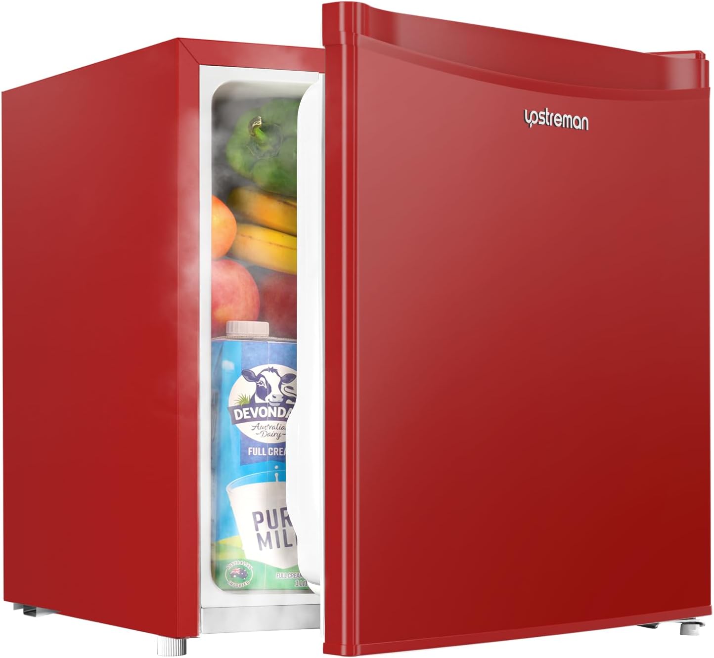 Upstreman 1.7 Cu.ft Mini Fridge with Freezer, Dorm Essentials, Adjustable Thermostat, Energy Saving, Low Noise, Single Door Compact Refrigerator for Dorm, Office, Bedroom, Black-FR17