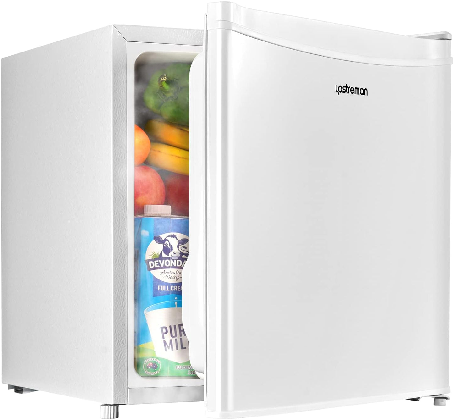 Upstreman 1.7 Cu.ft Mini Fridge with Freezer, Dorm Essentials, Adjustable Thermostat, Energy Saving, Low Noise, Single Door Compact Refrigerator for Dorm, Office, Bedroom, Black-FR17