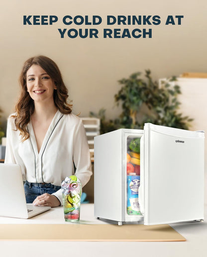 Upstreman 1.7 Cu.ft Mini Fridge with Freezer, Dorm Essentials, Adjustable Thermostat, Energy Saving, Low Noise, Single Door Compact Refrigerator for Dorm, Office, Bedroom, Black-FR17