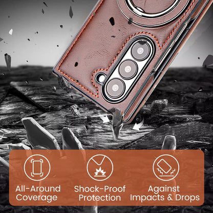 Luxury Business Style PU Leather Magnetic Protective Case with Stand for Samsung Z Flip and Z Fold